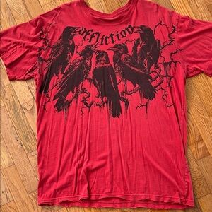Affliction Red and Black Graphic Tee